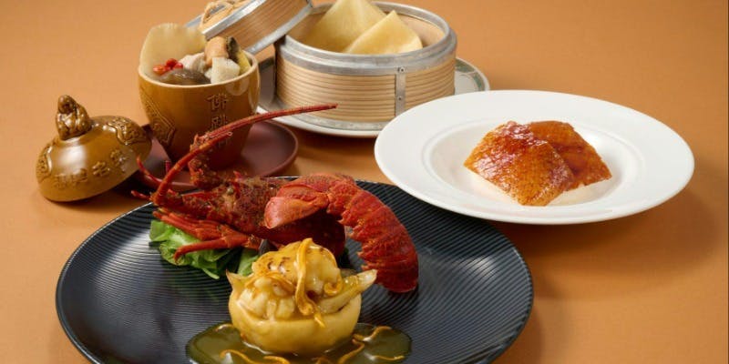 【晩餐B】北京ダック、ふかひれ入り壺蒸しスープ、牛フィレ肉の砂金仕立てなど7品
