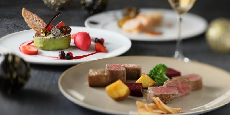 【クリスマスディナー】創作魚介と極上黒毛和牛のフィレとロース食べ比べ（12月）