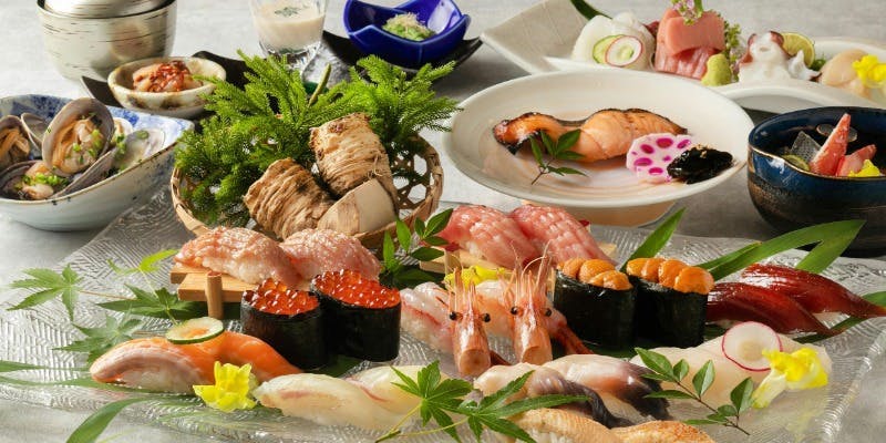 【北海道フェア2024】【蘭コース】お造り四種、季節の一品、にぎり寿司十貫を含む全8品