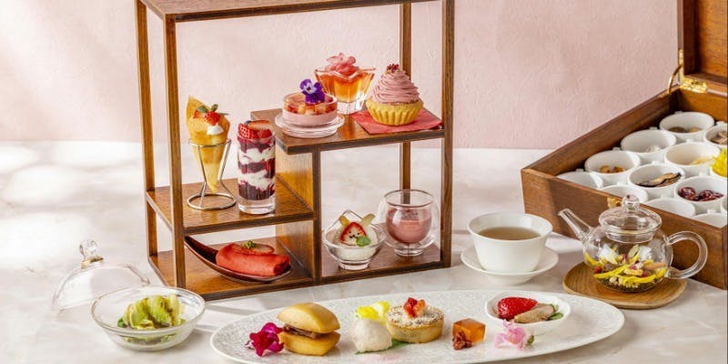 ストロベリー チャイニーズアフタヌーンティー＋中国茶などフリーフロー（6名以上オリジナルモクテル付き）
