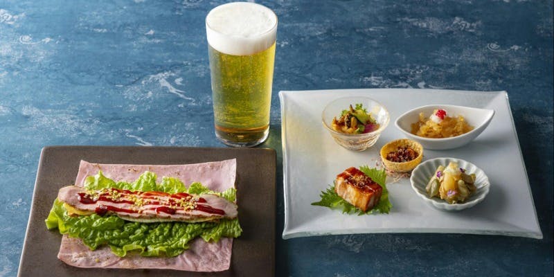 【選べるビール1杯付き】 前菜4品盛り合わせ＆XO醤＋チャイナブルー東京ダック（17：30～18：30来店）