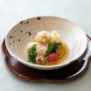 鱧と夏野菜の揚げ出汁