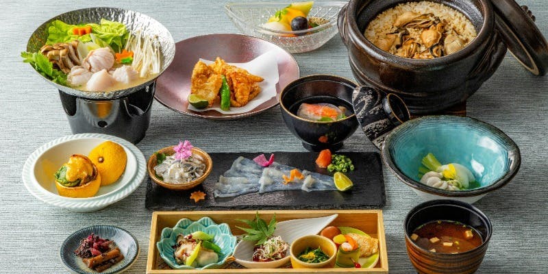 【会席】季節のおすすめ てっさや鯛柚子釜焼、牡蠣御飯の会席「冬会席」