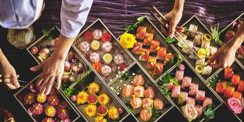 【節分福づくし1/31・2/1】16種の手毬寿司盛り合せと　天麩羅・おばんざい・スイーツビュッフェ