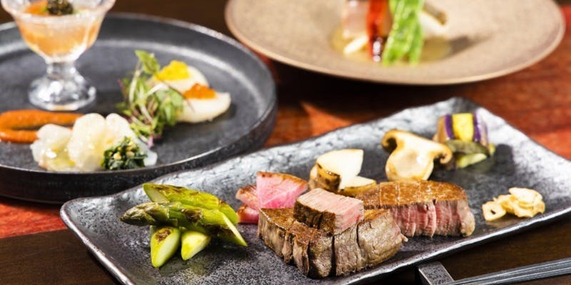 【ディナー】 SHUNSAI 旬菜・和牛コース　前菜3種や魚・和牛などの贅沢コース（テーブル席）