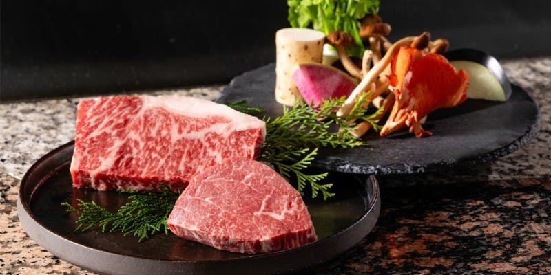 【紺碧 ／こんぺき】米沢牛サーロイン＆フィレを愉しめる鉄板焼コース（お肉300g）