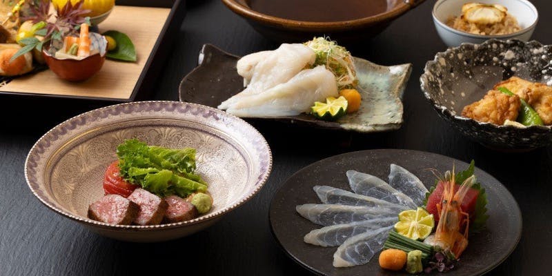 秋冬の会席【一人ひと鍋】黒毛和牛サーロインステーキと河豚しゃぶ小鍋仕立て（個室確約）