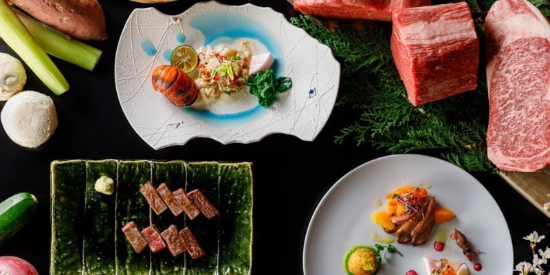 【明石ーAkashiー】選べるシーフードと活鮑　黒毛和牛