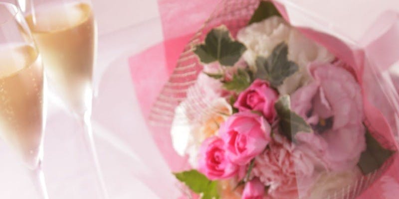 【記念日プラン～慶～】乾杯酒・ミニケーキ付＋薔薇の花束・土鍋ご飯付き（窓側確約）
