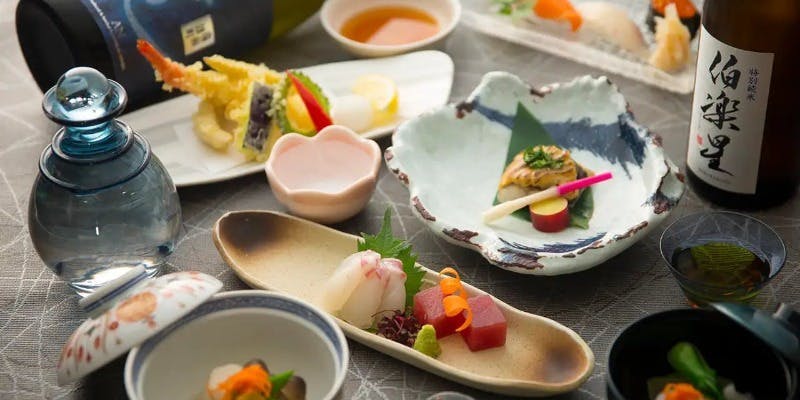 【和食】天婦羅や本格江戸前握り寿司がどちらも楽しめるコース＋乾杯酒