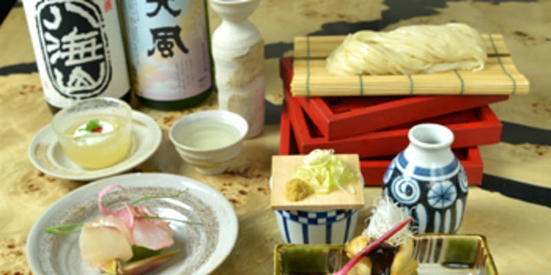 【神楽坂コース】自家製うどん・造り・天ぷらなど季節料理全6品