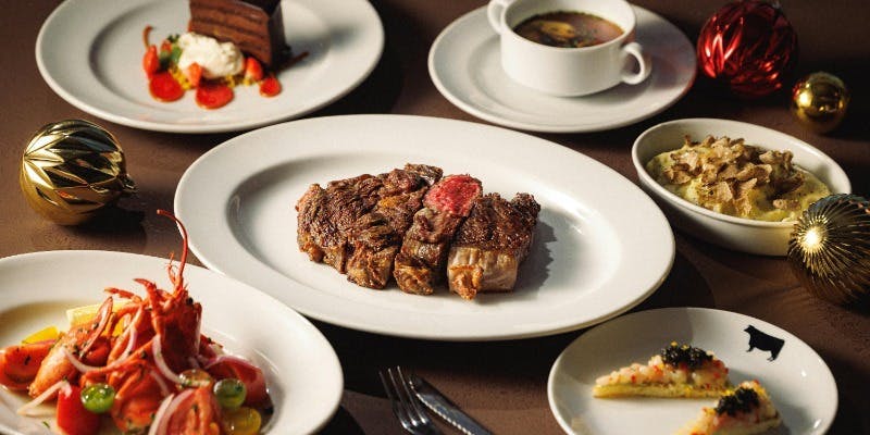 21日間熟成ブラックアンガス牛リブステーキを含む全6皿 本場NYステーキハウスのXmas特別ディナー 