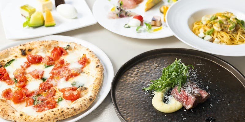 【ランチコース】前菜、選べるピッツァ、国産牛グリルなど全5品＋1ドリンク（12/11迄）