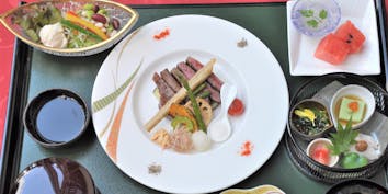 【ステーキ御膳】前菜、サラダ、季節のフルーツなど - 日本料理 大江／シティプラザ大阪