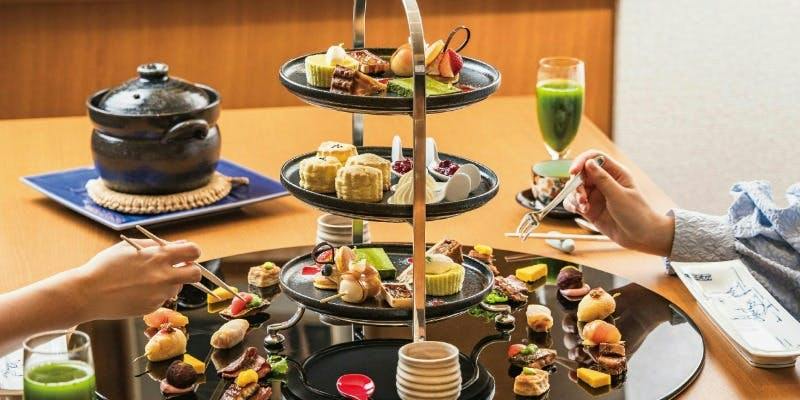 花座／ホテル阪神大阪 平日限定【和風アフタヌーンティー】スイーツ7品とセイボリー12品をお茶とともに 味わう“和”のおもてなし ランチ プラン ...