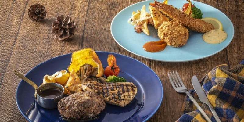 【洋食ランチ】ハンバーグまたはクリームコロッケ、スープ、サラダ、コーヒー付き