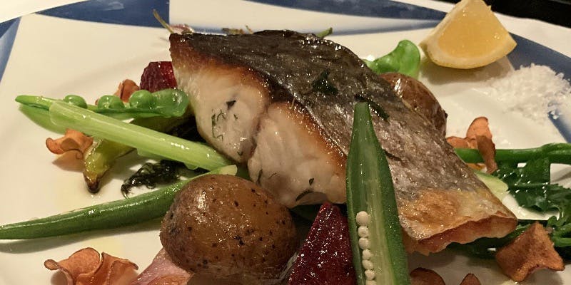 【ディナー】漁港直送の鮮魚と有機野菜をふんだんに楽しむ全5品　土祝日限定＋1ドリンク