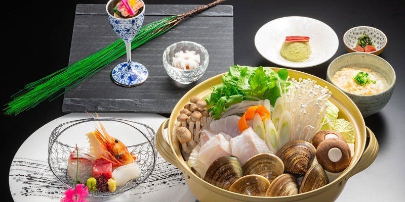 乾杯シャンパン付【九絵と蛤の鍋コース】＋基本プラン（1/5～提供 3日前まで要予約 2名様～）