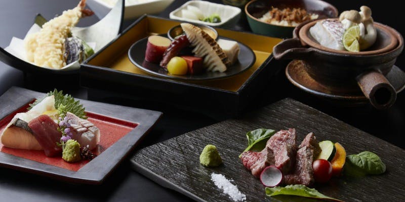 【紫翠懐石】天麩羅、黒毛和牛の炭火焼きなど全7品（個室選択可能）