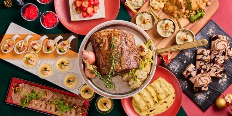 【Xmas2025】クリスマスビュッフェ・自慢のローストビーフや生パスタ、スイーツなど＋ドリンクバー