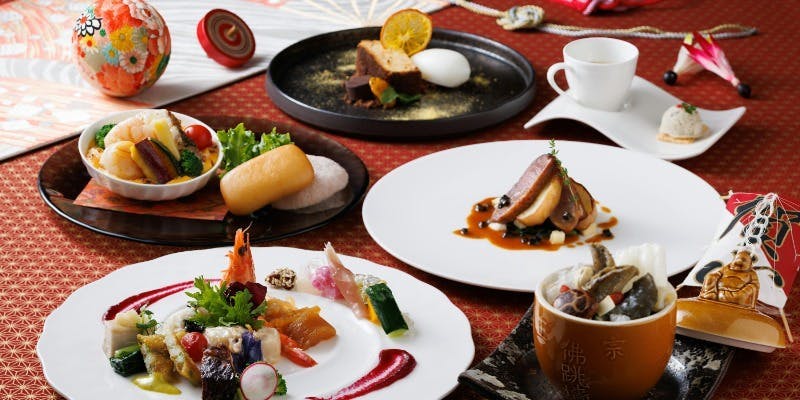 【中華＆フレンチ】贅沢シェフコラボフルコース全7品＋カフェ（12/31～1/3）