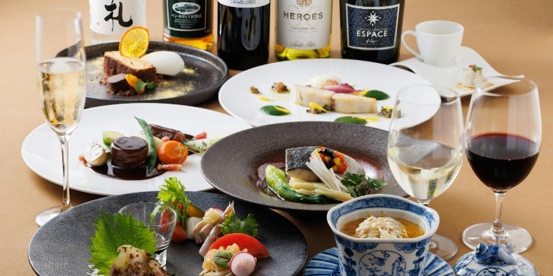 【忘年会・個室確約】最大3時間利用可！中華×フレンチコラボコース全6品＋乾杯酒＋飲み放題（平日限定）