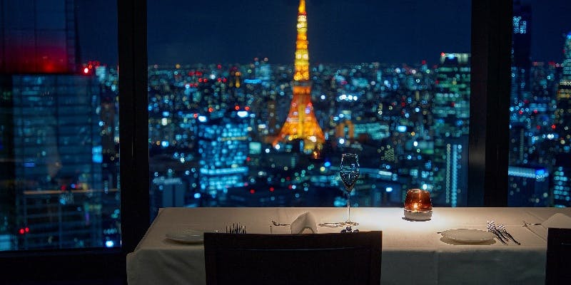 【旬Shun】国産の旬の素材、高級食材を取り入れた全10品＋グラスシャンパン（東京タワー側窓際席）