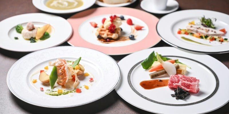 【Thanks Course】フレンチコース「シェフ」オマール海老と国産牛ロース肉の贅沢コース＋乾杯1ドリンク付