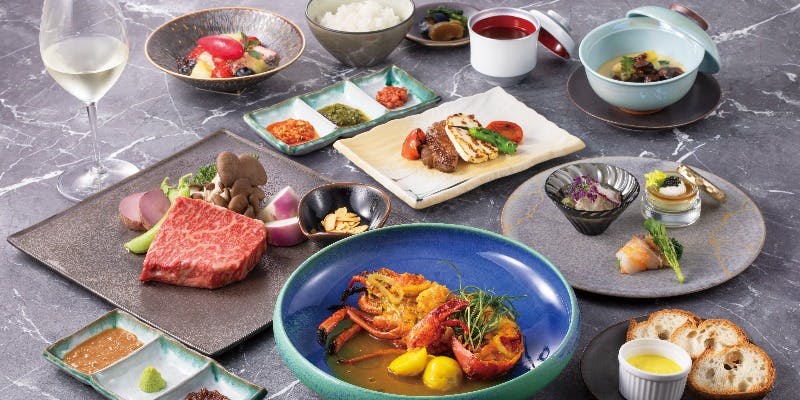 フレンチ鉄板【媽祖廟】ローズホテル横浜が贈るオマール海老、南足柄産相州牛サーロイン＋乾杯ワンドリンク