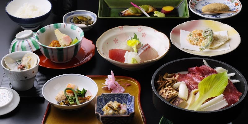 【会席料理「恩湖知新」】お造り4種盛り、天麩羅や小鍋など全9品＋1ドリンク