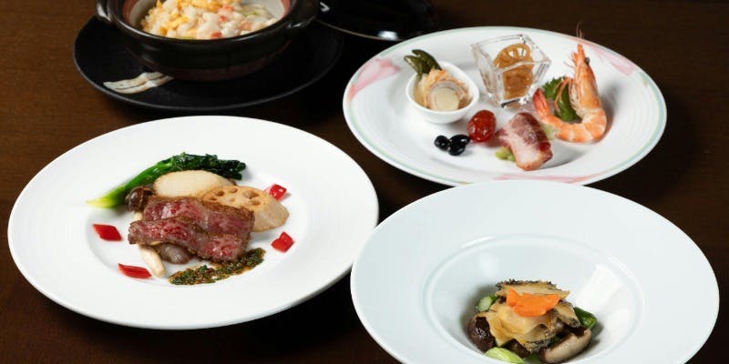 【百福席】デザートバイキング付季節のコース＋スパークリング含む1ドリンク（個室確約）