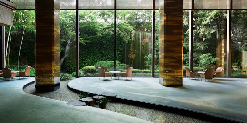 リーガロイヤルホテル大阪の2023年夏のアフタヌーンティー「Tropical Islandトロピカル アイランド」が行われるレストランの雰囲気