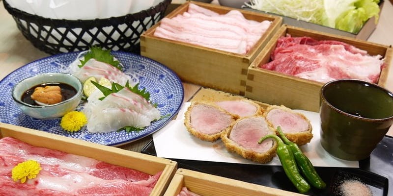 【匠コース】飲み放題付　国産牛のせいろ蒸し、旬鮮魚と豚のしゃぶしゃぶなど全6品