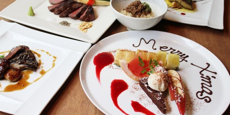 Xmasプレミアムコース！黒毛和牛A5ランクステーキ豪華3種盛り！＋アニバーサリー特典