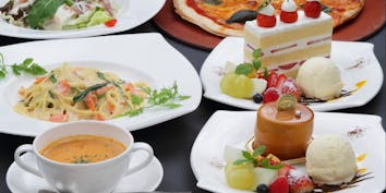 【グランコース】選べる前菜3種盛りor季節のサラダ、パスタorピッツァなど全4品 - The Grand Cafe