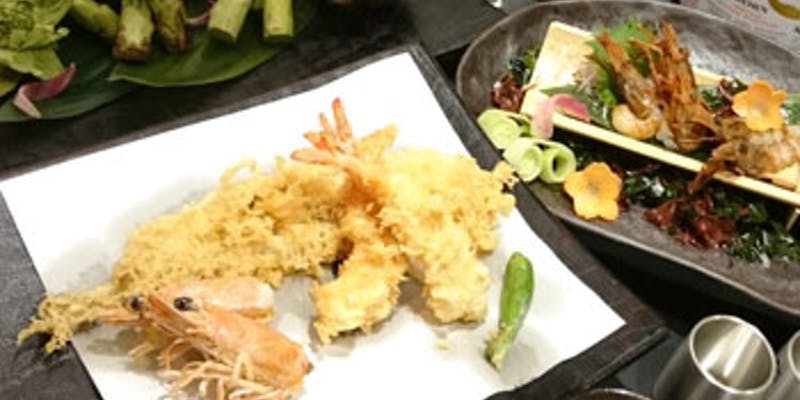 【天】御造り3種盛りや季節の野菜天ぷらなど全8品（個室選択可）