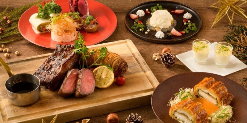 【Xmas2025】飛騨牛グリルや宮城県産平目パイ包み焼き等クリスマスディナープラン全6品