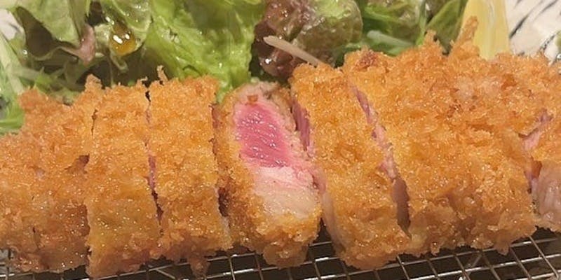 【牛かつ×つや姫御膳】牛かつをさっぱりとわさびと岩塩で＋お好きなソフトドリンク