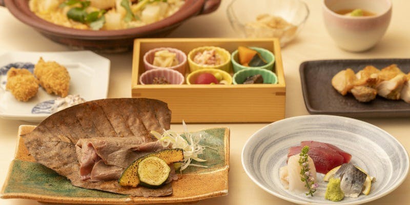 【雅】大沼牛の朴葉みそ焼きと寒鰤と大根の土鍋ご飯　全8品　お食事のみ　6,600円