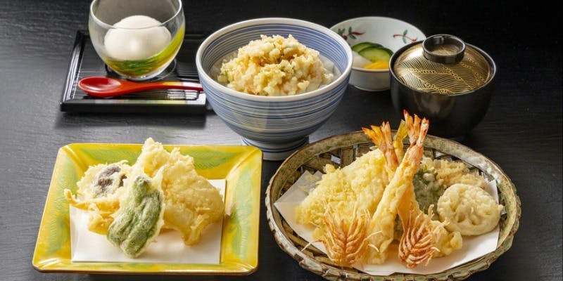 【天ぷら】土日祝限定・東山コース　9種と選べるお食事など全4品のコース＋シャンパンなど選べる1ドリンク