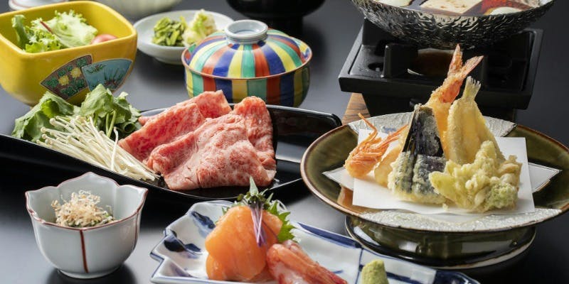 【おすすめディナーコース「桐」】天ぷら、牛鍋、焼物など堪能＋乾杯ドリンク付き
