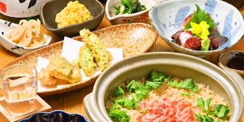 【一期一笑コース】造り、揚物、土鍋炊き込み御飯等　全6品 - Sake Fun ぞっこん。