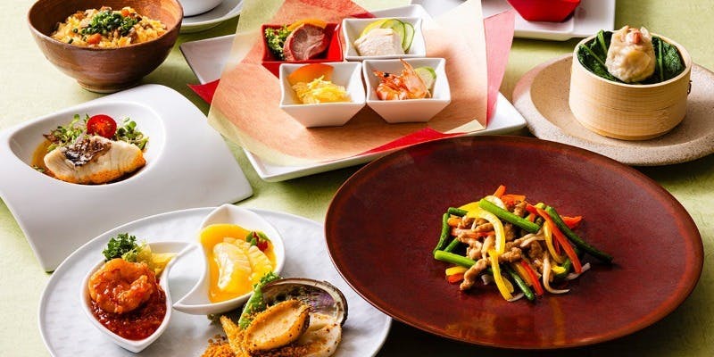 【フィナーレコース「水晶」】鮑・海老・烏賊を「三」種の味わいで「楽」しむコース全8品（ランチ限定）