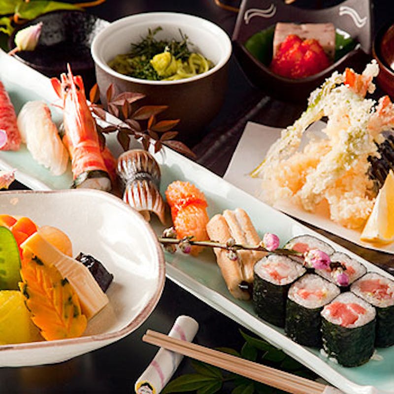 【おまかせコース】前菜、刺身、焼物、厳選おまかせ寿司など全7品