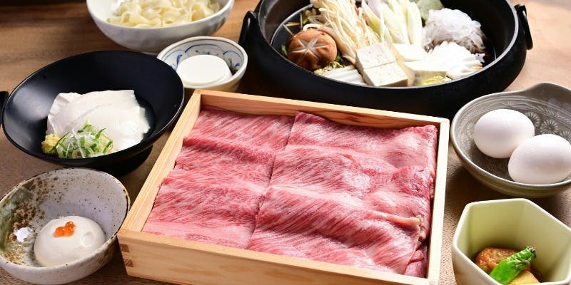 【段戸牛のすき焼き会席】愛知県産の希少な牛肉＋90分飲み放題（リクエスト予約）