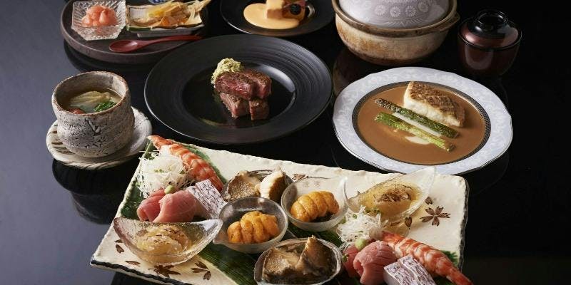 【寿】お造り盛合わせに魚介とステーキのWメインと土鍋ご飯 至福のコース