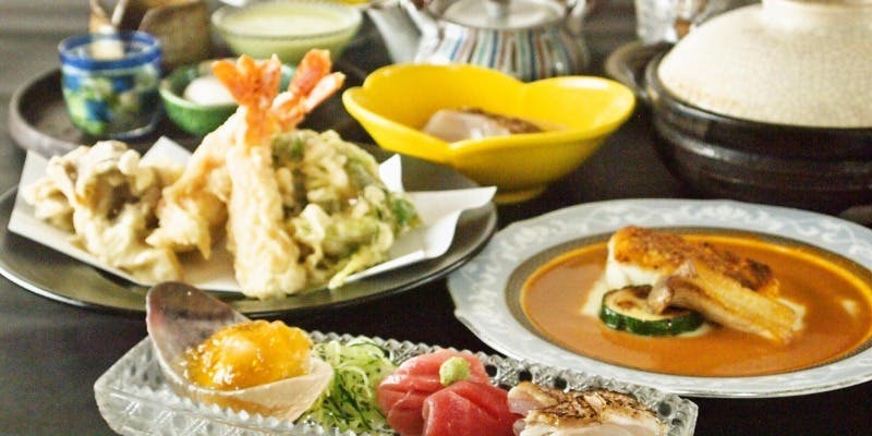 【一休限定特別コース】江戸前の天ぷらにいと家特製鯛茶漬けなど全7品の創作和食＋飲み放題