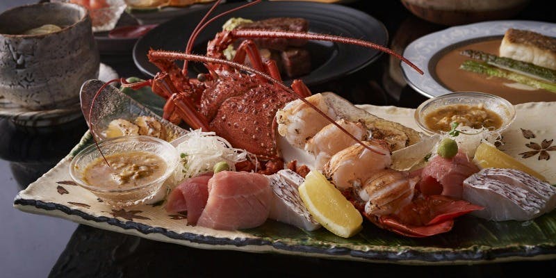 【贅沢コース】伊勢海老の姿造り・鰻と牛蒡の土鍋ご飯・トマトと和牛のすきしゃぶ＋秋酒6種3H飲み放題