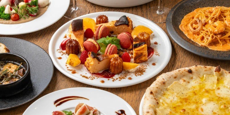 【女子会プラン】旬の食材とデザート盛り合わせで楽しむ贅沢コース 乾杯スパークリング付き