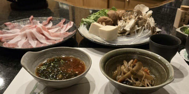 2時間飲み放題付！国産ブランド豚のしゃぶしゃぶ（アルコール飲み放題・カウンター席）